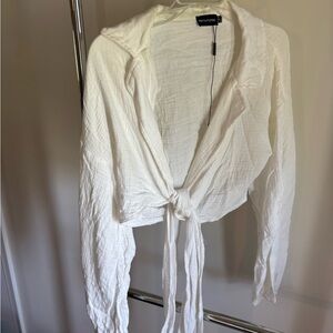 PrettyLittleThing White Tie-Front Blouse